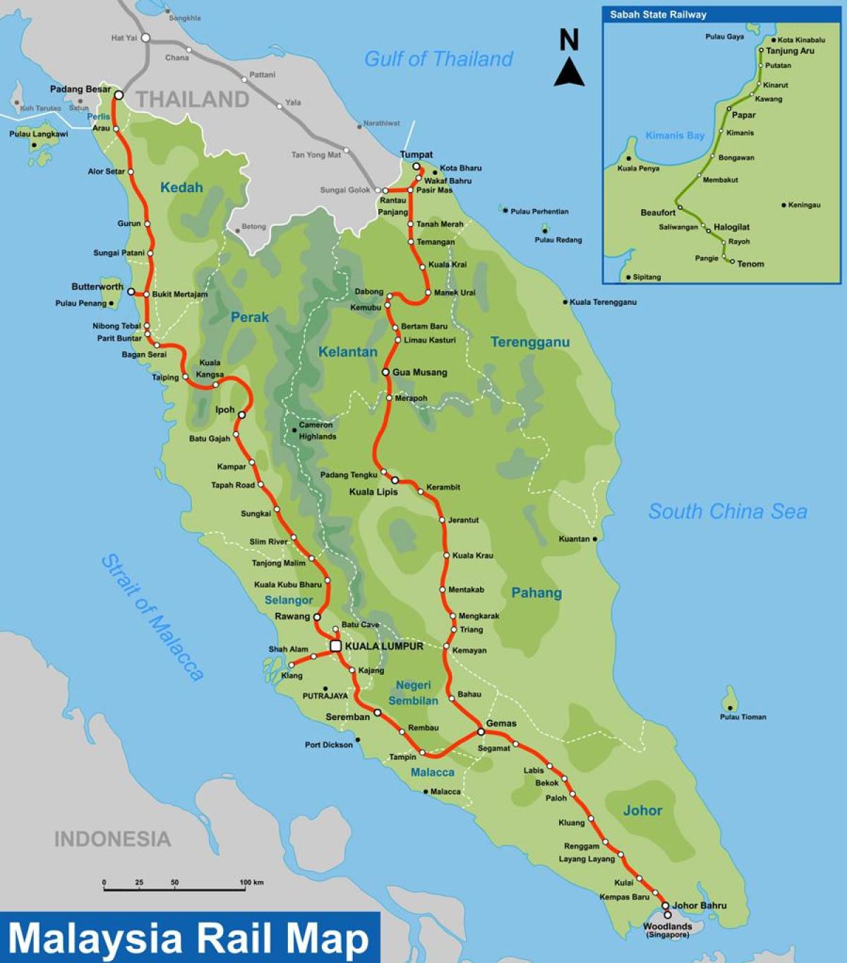 ktm route kaart van maleisië