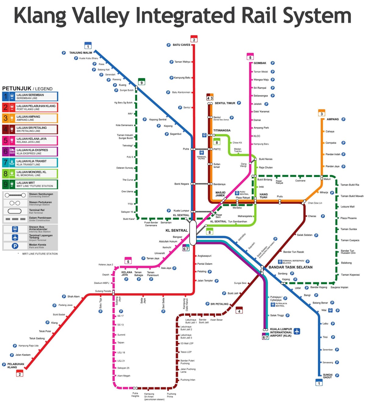 lrt-line kaart van maleisië