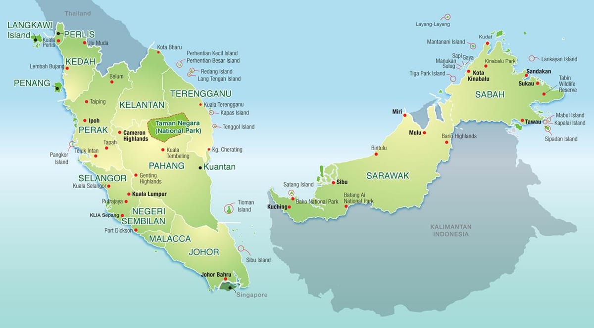 kaart van maleisië bergen