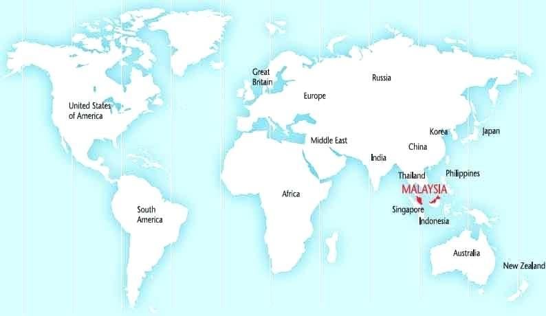 wereld kaart van maleisië