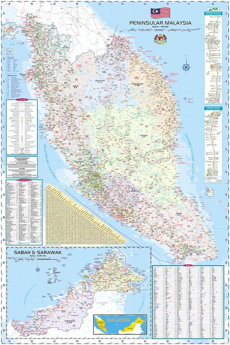 kaart van maleisië road map & highway gids