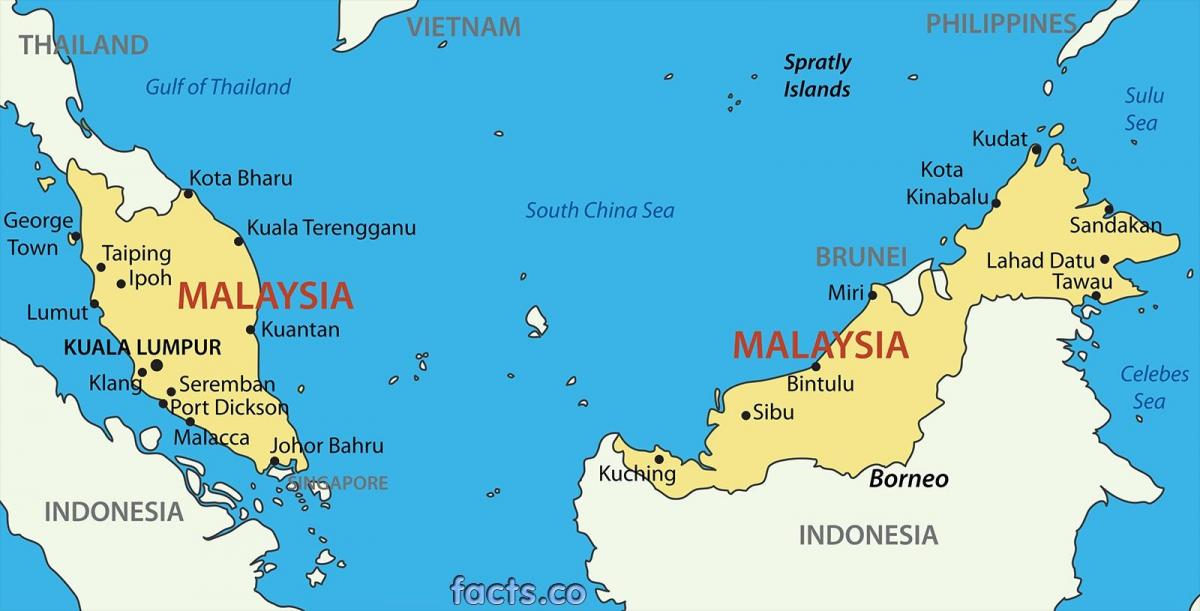 een kaart van maleisië