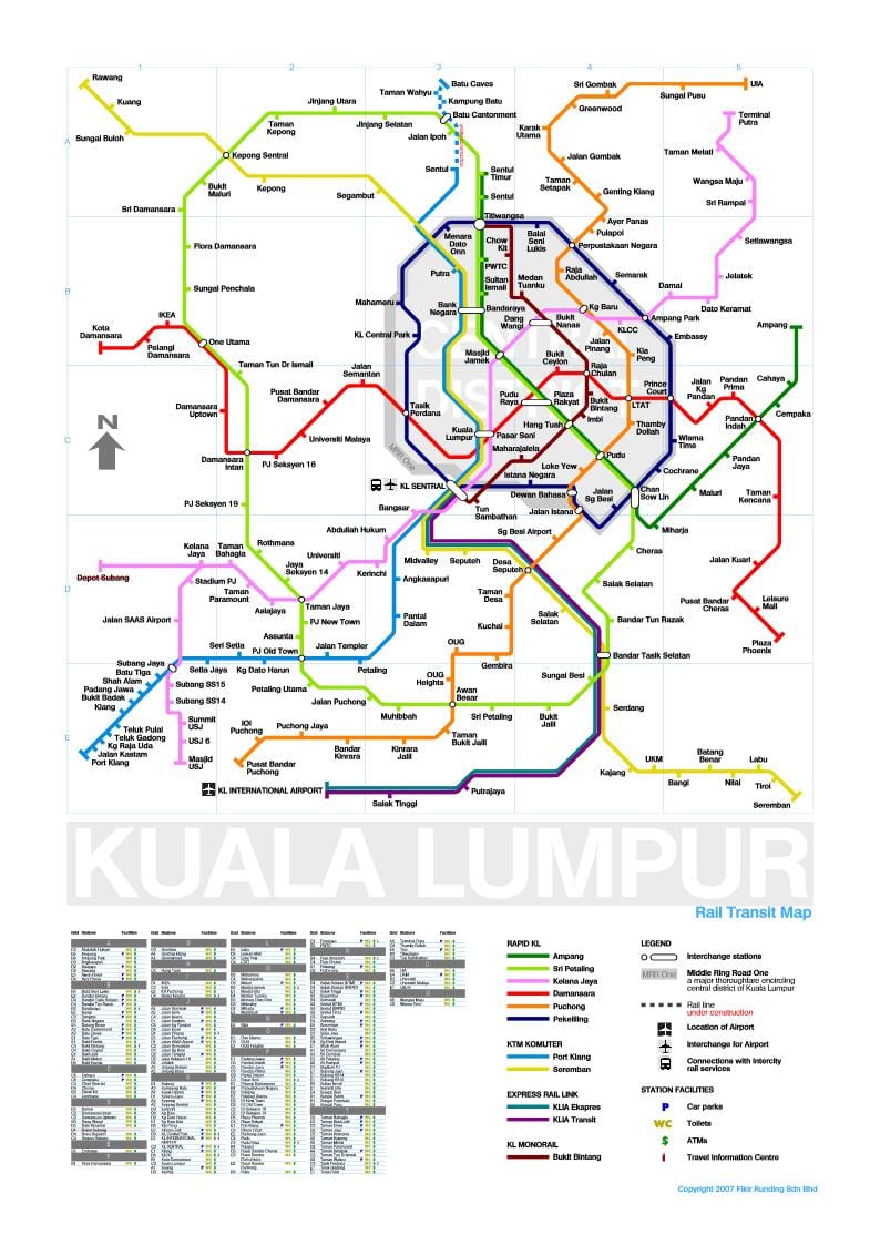 mrt lijn 3 route kaart van maleisië