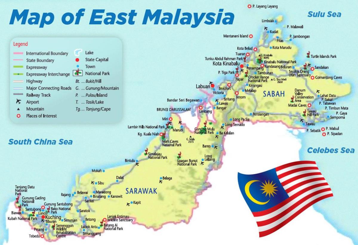 kaart van oost-maleisië