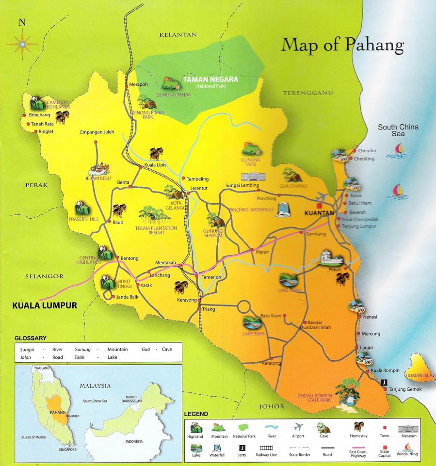 kaart van pahang staat maleisië
