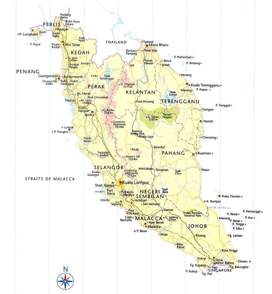maleisië-routekaart, een routebeschrijving