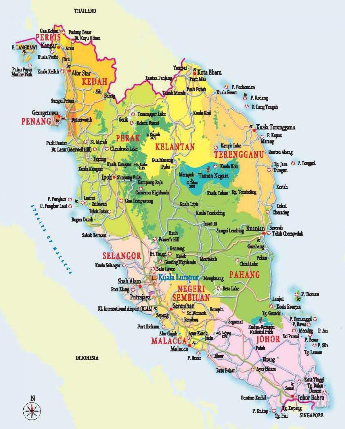 kaart van west-maleisië