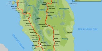 Maleisië trein kaart 2016