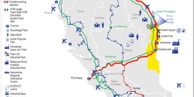 Kaart van de oostkust van maleisië